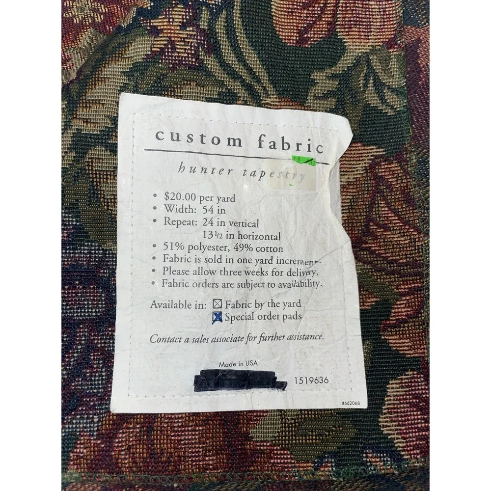 Vintage Tapestry Fabric Floral Upholstery Hunter Tapestry‎ 54